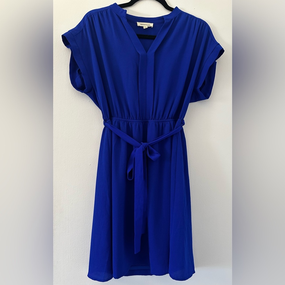 Monteau - Cobalt Blue Dress with Belt - Size XL